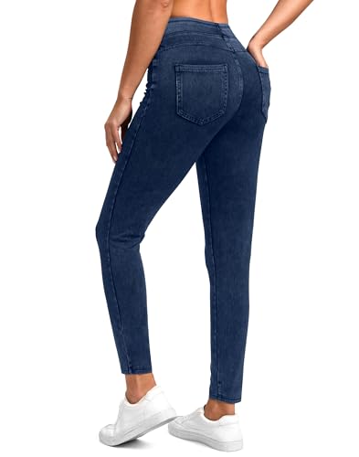 Rammus Jeggings Pull on Stretchy Jeans for Women High Waisted Skinny Jean Leggings Tummy Control Denim Pants with Pockets Medium denim/29 XXL