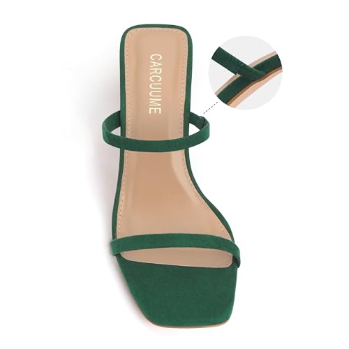 Image of Carcuume Women's Square Toe Two Strap Open Toe Block Heels Sandals Slip On Shoes