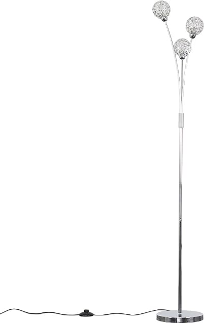 Modern 3 Way Polished Chrome & Clear Acrylic Floor Lamp - Complete with 3w LED G9 Bulbs [3000K Warm White]