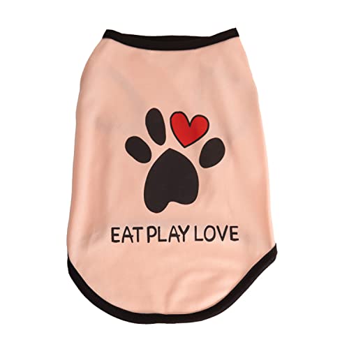 Image of Lulala Printed Pet Shirt Summer Pet T Shirt Cool Puppy Dog T-Shirts Soft Breathable Dog Sweatshirt for Small Medium Dogs Cats (Heart Love Paw Pattern (Pink, 30 INCH)