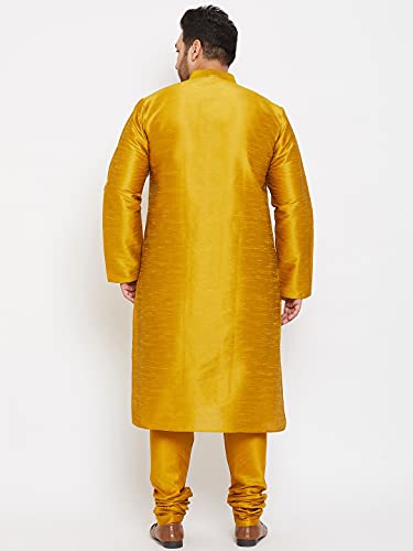 Image of VASTRAMAY Plus Size Men's Silk Blend Kurta Set-New Mustard