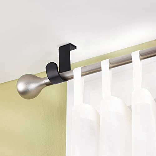 Sumnacon 2Pcs Ceiling Mount Curtain Rod Brackets,Metal Single Curtain Rod Hanging Brackets for 5/8-1Inch Rod,Heavy Duty Rod Bracket for Living Room Bedroom Curtain Drapery Rod, Black
