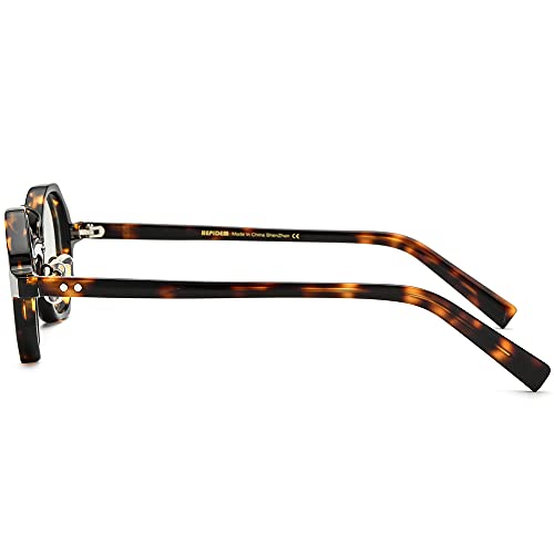Hepidem Acetate Glasses Frame Men,Round Optical Eyeglasses Women Vintage Retro Eyewear 9153 (9153 Leopard) #TOP5