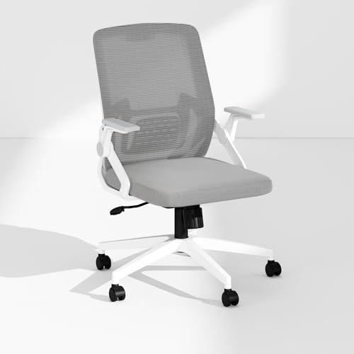 La Mejor Selección de Silla Secretarial Walmart al mejor precio. 41 FurnitureR Silla Escritorio para Computadora Oficina, Sillas Ergonómicas Malla con Respaldo Medio, Giratorias, con Ruedas, Cómodo Soporte Lumbar, Cómodos Brazos Abatibles, Gris