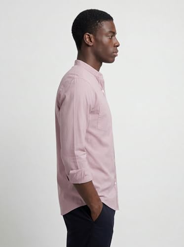Image of Amazon Brand - INKAST Men's Cotton Blend Plain Solid Casual Shirt | Mandarin Collar | Full Sleeves | Regular Straight Fit | Office & Daily Casual Wear
