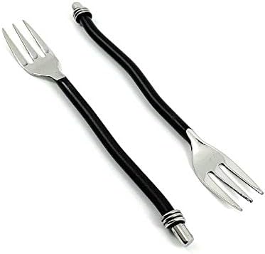 Appetizer Forks Twisted Handle Salad Set Of 6 Black Formal Stainless Steel