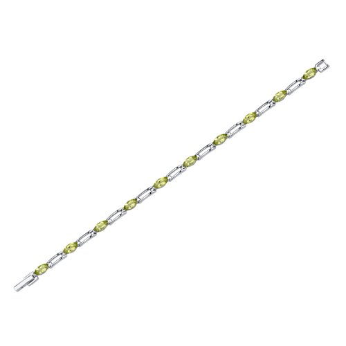 Peora 5.75 Carats Peridot 925 Sterling Silver Tennis Bracelet For Women, Natural Gemstone Birthstone, 10 Piece Marquise Shape, 7 1/2 Inch Length #TOP2