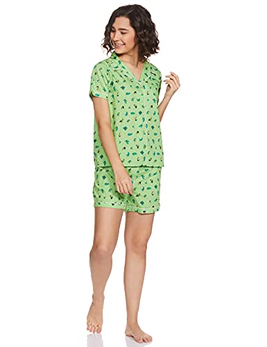 Image of Amazon Brand - Eden & Ivy Women's Cotton Regular Fit Shirt and Shorts Night Suit (Night Wear | Co-ord Set | Lounge Wear Set)
