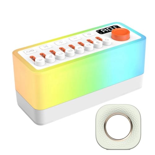 BUAGOUWZ Máquina de Ruido para Dormir con 8 Sonidos de la Naturaleza, Altavoz Bluetooth Portátil, Luces Nocturnas de Colores con Aromaterapia.