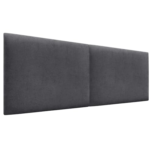 DHOME Tête de Lit Capitonnée Lisse en Tissu Aqualine Hauteur 70CM Épaisseur 4cm et 8cm pour Mur Acoustique Absorbantes Tête de Lit Chambre (Tissu Gris...