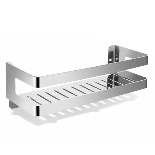 QL Estante de Ducha,Cesta de Baño Acero Inoxidable,Organizador de Pared para Baño y Cocina,Soporte para Champú 30CM,Cromo