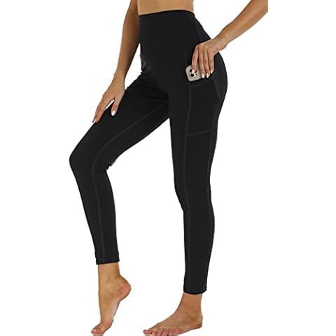 Tengo Thermal Fleece Lined Leggings with Pockets for Women,High Waisted Winter Warm Thick Yoga Pants(Black,L) Cover