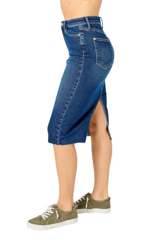 Judy Blue High Rise Denim Midi Skirt4