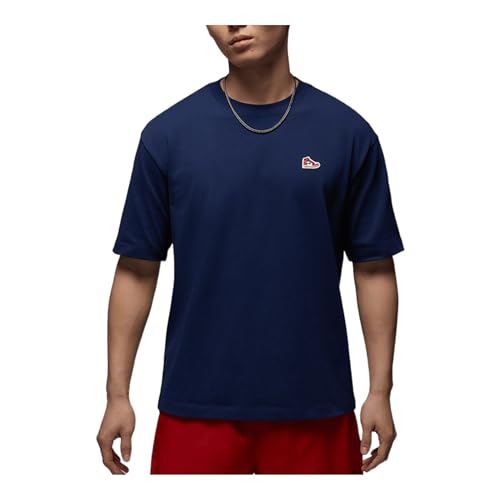 Jordan Brand Men's Sneaker Patch T-Shirt (HJ2326-410, Midnight Navy/White)