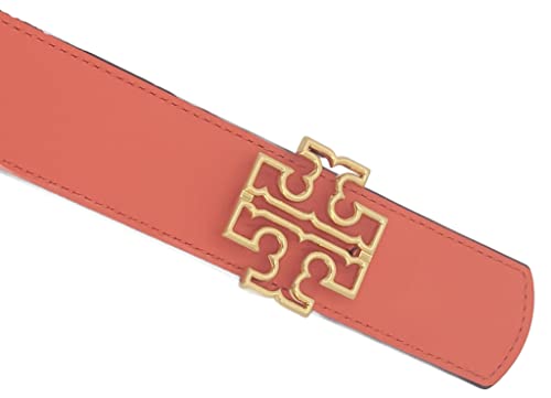 Tory Burch 141742 Britten Logo Classic Tan/Poppy Red With Gold Hardware Reversible 1.5 Inch Width Women's Belt (Small) #TOP3
