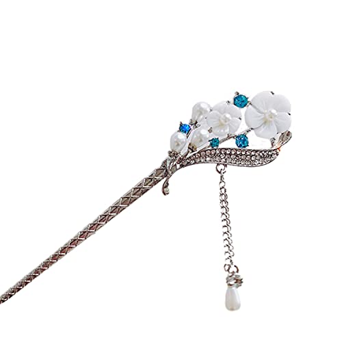 Image of SYGA 1 Piece Ancient Style Pearl Metal Hair Stick Crystal Rhinestones Hair Sticks Fashion For Women Girls (16 CM)