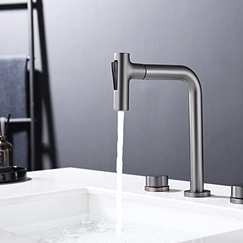 Robinet mitigeur de lavabo extractible noir avec double levier pratique