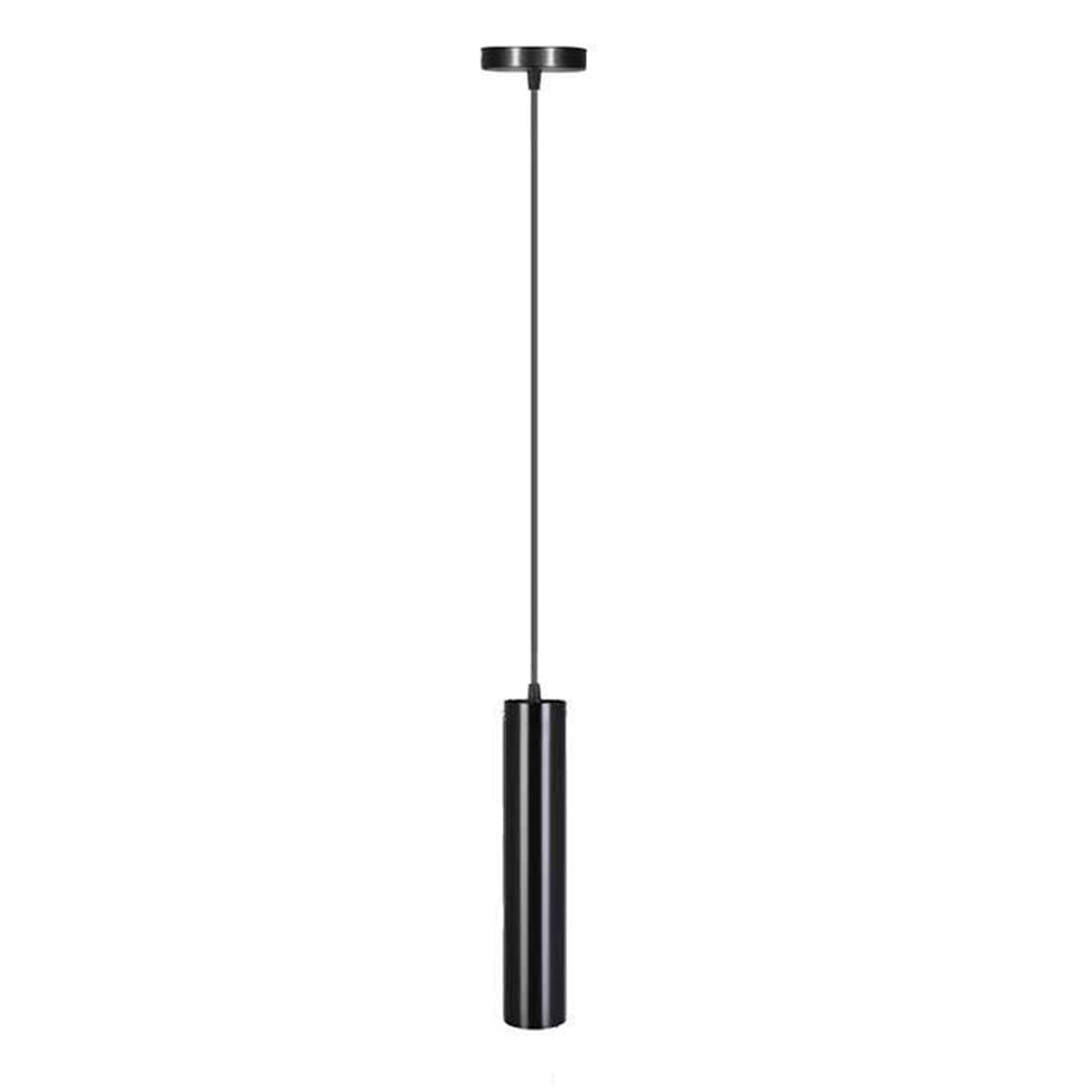 Lámpara colgante de techo de aluminio negro con acabado minimalista cilíndrico de alta gama