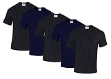 Gildan 5 Stück Heavy Cotton T Shirt Herren Shirt S   3XL Schwarz WeiÃŸ (L, 3Schwarz/2Navy)