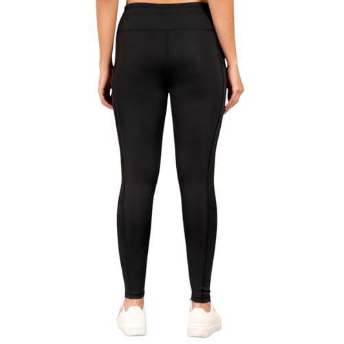 Image of NINQ high Waist Women Gym Compression Pants for Workout with Pocket, Yoga & Exercise, Active Wear Legging Sports Tights Trousers with Comfortable Fit for Running, Jogging & Training