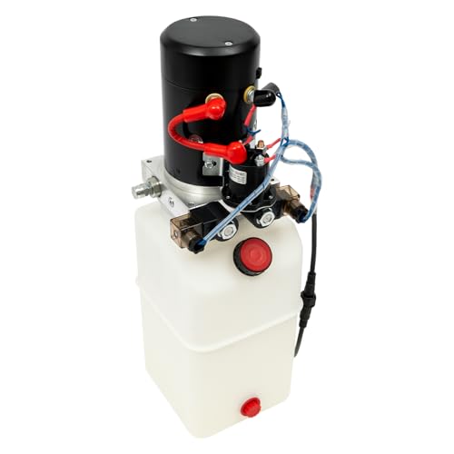 Hydraulic Pump, 6 Quart Hydraulic Power, 12V Single Acting Hydraulic Power Unit, Electric Dump Trailer Pump Power Units for Trailer Truck Car Lifting