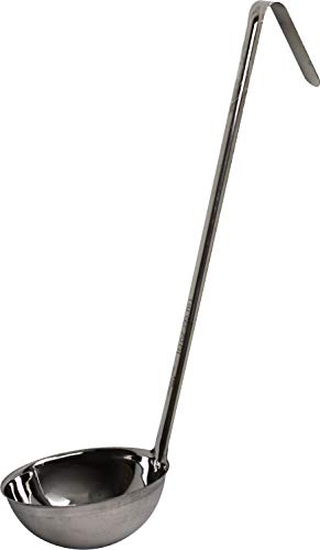 Professional Stainless Steel Heavy Duty Cooking Soup Ladle Long Handle with Hook (10oz)