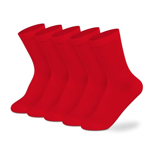 Image of Supersox Regular Length School Uniform Socks for Kids | Breathable Cotton | Anti-Odour & Moisture Absorbent | Durable Welt for All-Day Comfort | Red Colour | Pack of 5