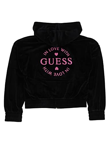 Guess Girls' Embriodered Logo Stretch Ribbed Velour Joggers, Jet Black #TOP2
