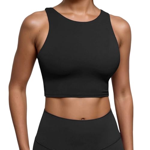 Brassière de sport col haut noire pour vos séances de yoga et running M