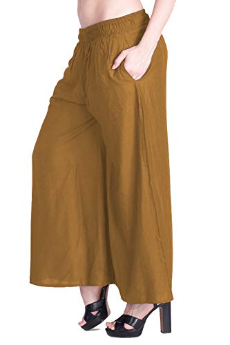 ladyline Plain Rayon Palazzo Pants with Pockets - 24 inch Inseam2