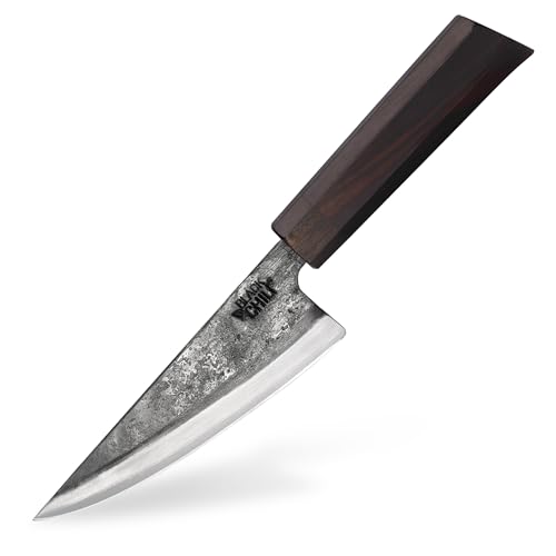 Black Chili Gemüsemesser | Griff: Ebenholz | 13 cm Carbonstahl Klinge | Extrem scharf und langlebig | Kochmesser für Gemüse | Küchenmesser klein & Schneidemesser | JALAPENO-13