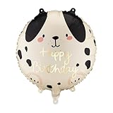 Folienballon Happy Birthday Ballon Geburtstag Kinder Erwachsene Geschenk Luftballon Deko Geburtstagsballon, Helium geeignet (Creme, Schwarz,Hund)