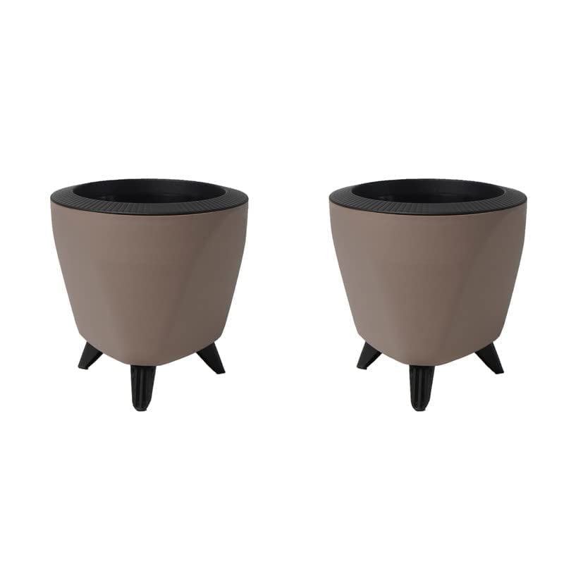 Image of Garden Art (Pack of 5 Indoor Outdoor Self Watering Planter Home Living Room Office Tabletop Decorative Plastic Flower Pot 5.1 Inch (Mocca, 5)