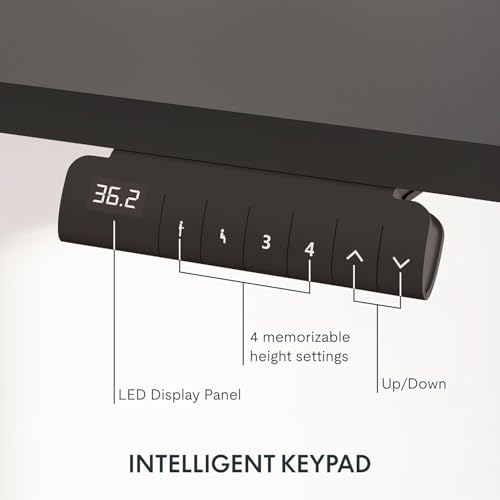 Image of Height Adjustable Electric Desk - Work from Home 4X2 feet Office Table (Black, 48X24 Inch, 2 Year Warranty) with 4 Memory Preset Option, Ergonomic Motorized Computer & Workstation Study Table