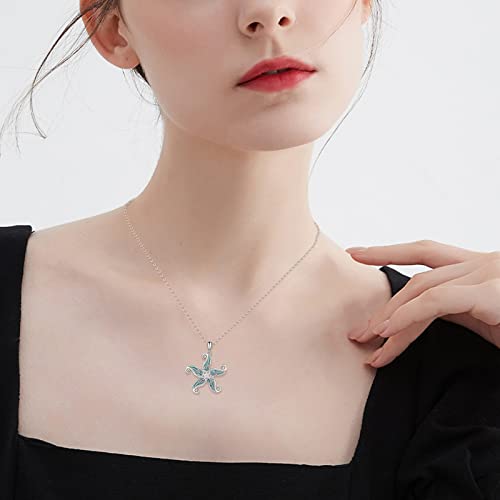 CRMAD Ocean Beach Necklace for Women Sterling Silver Starfish Wave Ocean Jewelry Gifts2