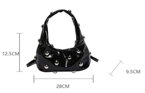 Women Studded Shoulder Bag Pu Leather Rivet Handbag Trendy Underarm Purses Fashion Hobo Bag 20254