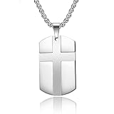 AMDXD Collar con colgante en acero inoxidable, colgante de cruz para hombre y mujer, plata, Acero inoxidable, Sin circonitas cúbicas