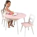 KidKraft Wooden Round Table & 2 Chair Set with Center Mesh Storage - Pink & White, 26" x 27" x 3.5" (26165)