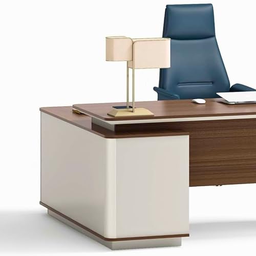 Image of Lakdi The Furniture Director Table for Home and Office Desk Luxury Design Made in MDF with Mica & Wooden & Modern Executive Table with Drawer Side Unit, Grey Color (LDL-510A)