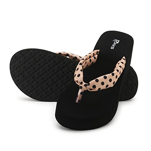 Image of ROKKS Woman's Fashionable Mid-Heel Sandals Flip-Flops Regular Wear Comfortable Slipper for Girls / Ladies(AE-Heel-031)