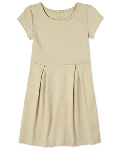 The Children's Place Girls Short Sleeve Ponte Casual Dress, Sandy, 6-7 US