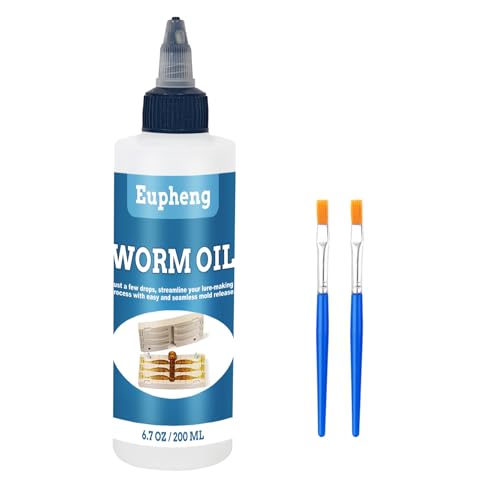 Eupheng Worm Oil for Soft Plastic Fishing Lures Easy Release Lubricant for Bait Making Tools Non-Stick Formula for Hand-Poured Soft Baits