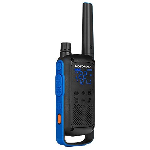 Image of Motorola Solutions, Portable FRS, T802, Talkabout, Two-Way Radios Waterproof IP54 Walkie Talkie Emergency Preparedness, Rechargable, 22 Channel, 35 Mile, Black W /Blue, 2 Pack