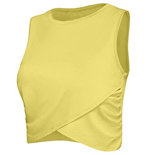 Image of Sanutch Yoga Crop Tops Dance Tops Fitted Workout Crop Tops Yoga Tank Tops Athletic Sports Shirts for Women