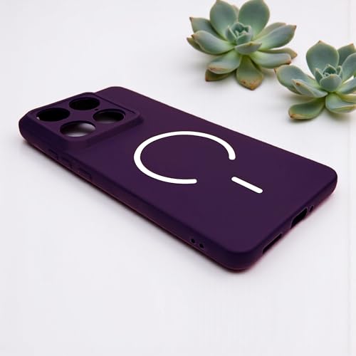 Image of SBMS Silicone Back Cover Case for Motorola Signature | Soft Micro-Fibre Lining Inside | Magsafe Print On Back Side Camera Protection Bump | Shockproof Case Moto Signature (Magsafe Print Small Purple)