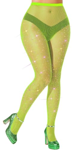 Image of VEBZIN More Sparkly Fishnets Tights Fishnet Stockings Rhinestone Fishnet Tights for Women