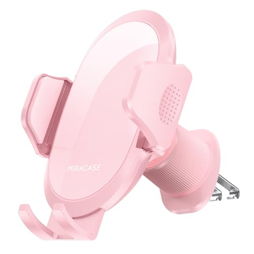 Image of miracase Phone Holders for Your Car with Metal Hook Clip, Cell Phone Mounts Air Vent Cell Phone Stand Car Mount, Universal Automobile Cradle Fit for iPhone Android and All Smartphones (Pink)
