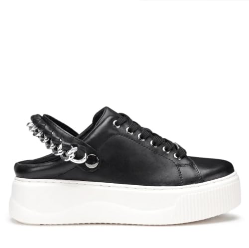 Baskets Platform Femme Noir CULT pour un Look Citadin Élégant en Cuir