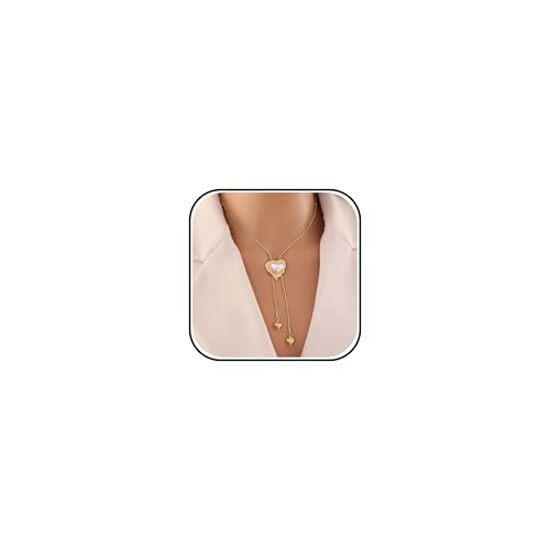 Collier Lariat doré en Y avec cœur et perle, le cadeau d'anniversaire idéal