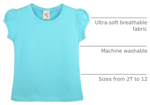 Image of Lilax Girls Short Puff Sleeve Cotton T-Shirt, Toddler & Little Girls Top | 95% Cotton Puff Sleeve Tee; Crewneck, Short Sleeve; Toddler & Girls Sizes 2T-12; for School, Play & Everyday; Machine Wash